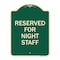 Signmission Reserved Parking for Night Staff Heavy-Gauge Aluminum Architectural Sign, 24" x 18", G-1824-23088 A-DES-G-1824-23088 - alternate 1